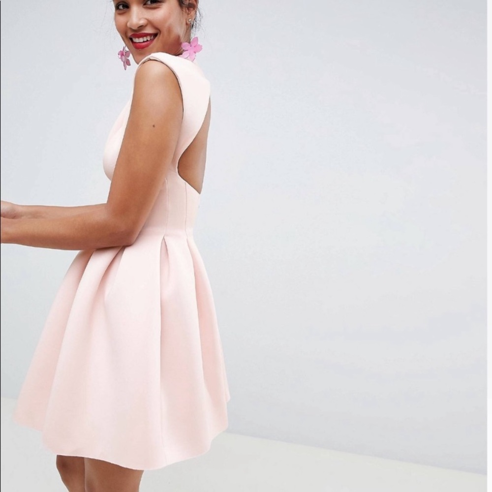ASOS Mini Scuba Dress w/ Open Back Ballet Pink - Picture 3 of 15